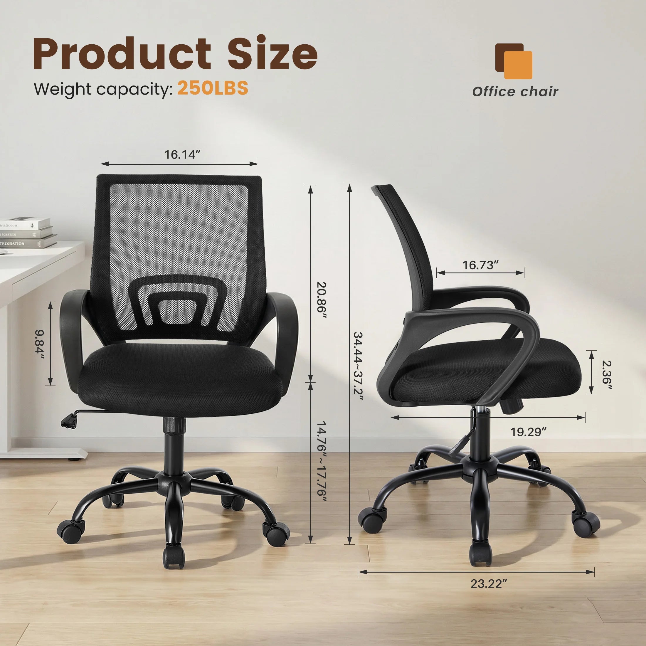 Ergonomic Mesh Office Chair with Lumbar Support & Adjustable Height