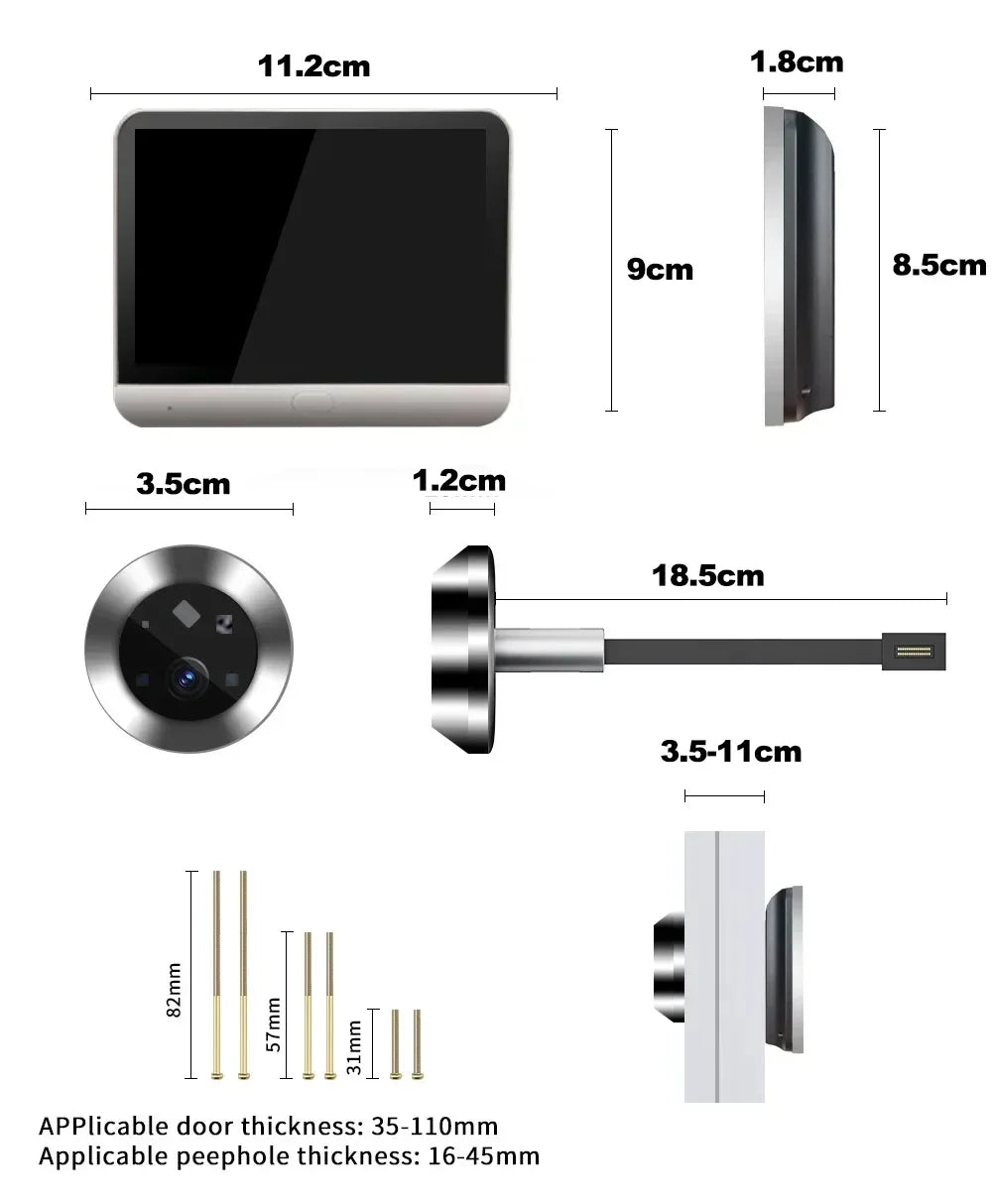 Battery-Powered 5MP WiFi Peephole Camera