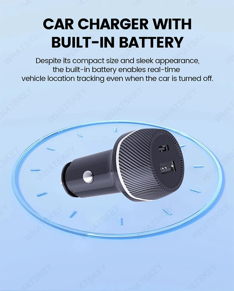 Car Charge GPS Locator Tracker Fast Charging USB Type C Car Charger Adapter Work With Android Google Find My APP Vehicle Tracker