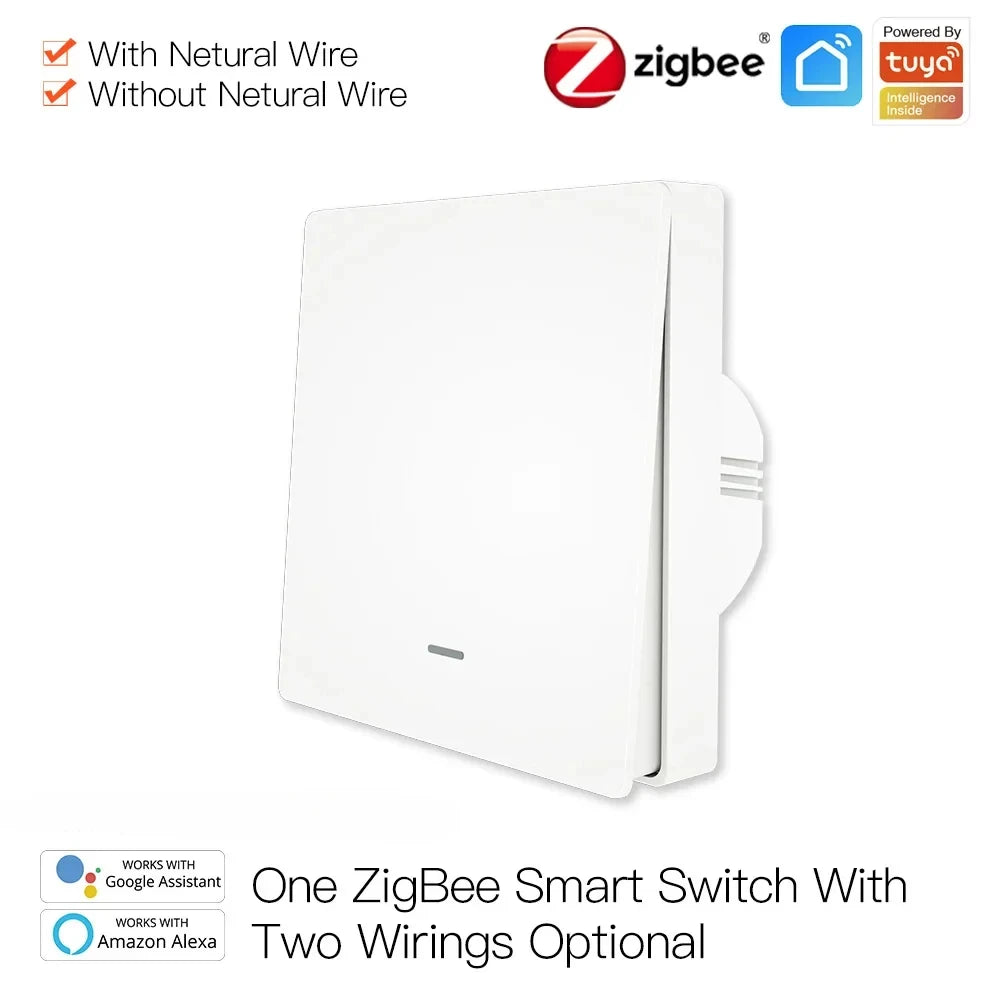 MOES Tuya ZigBee Light Switch with Transmitter Kit No Neutral Wire No Capacitor Required works with Alexa Google Home Smart Life