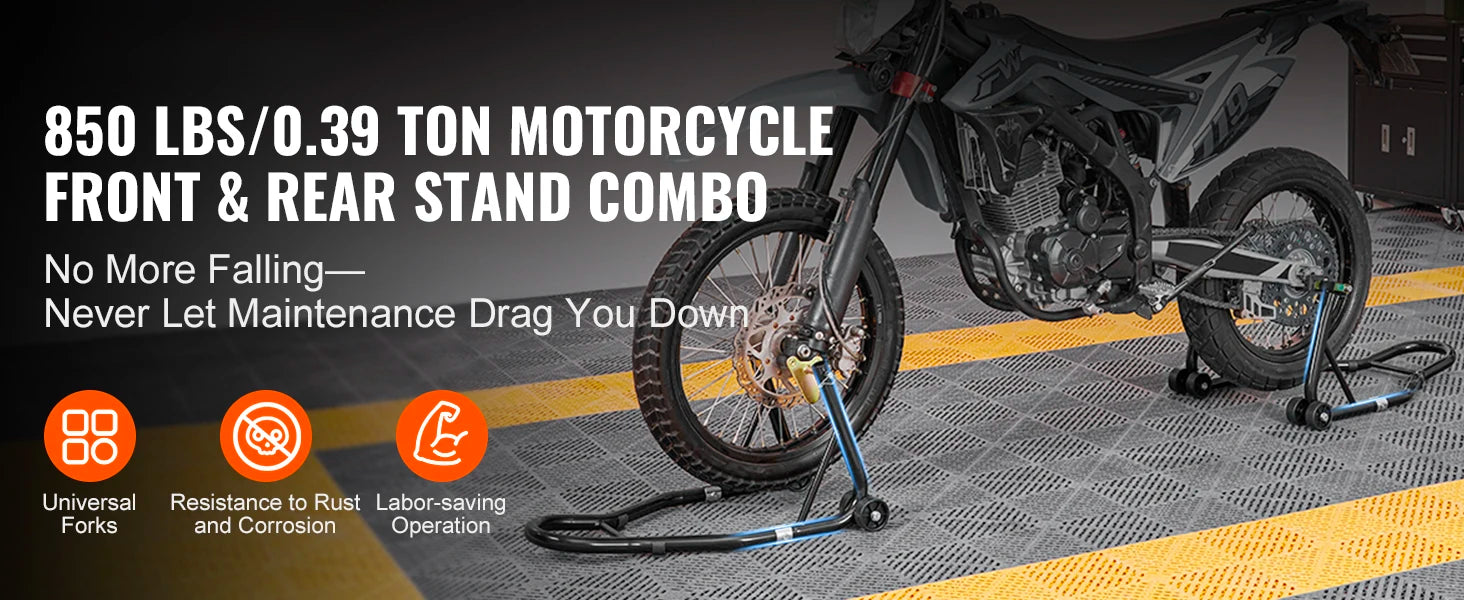 Support de levage avant et arrière pour moto, combo robuste 850 lb