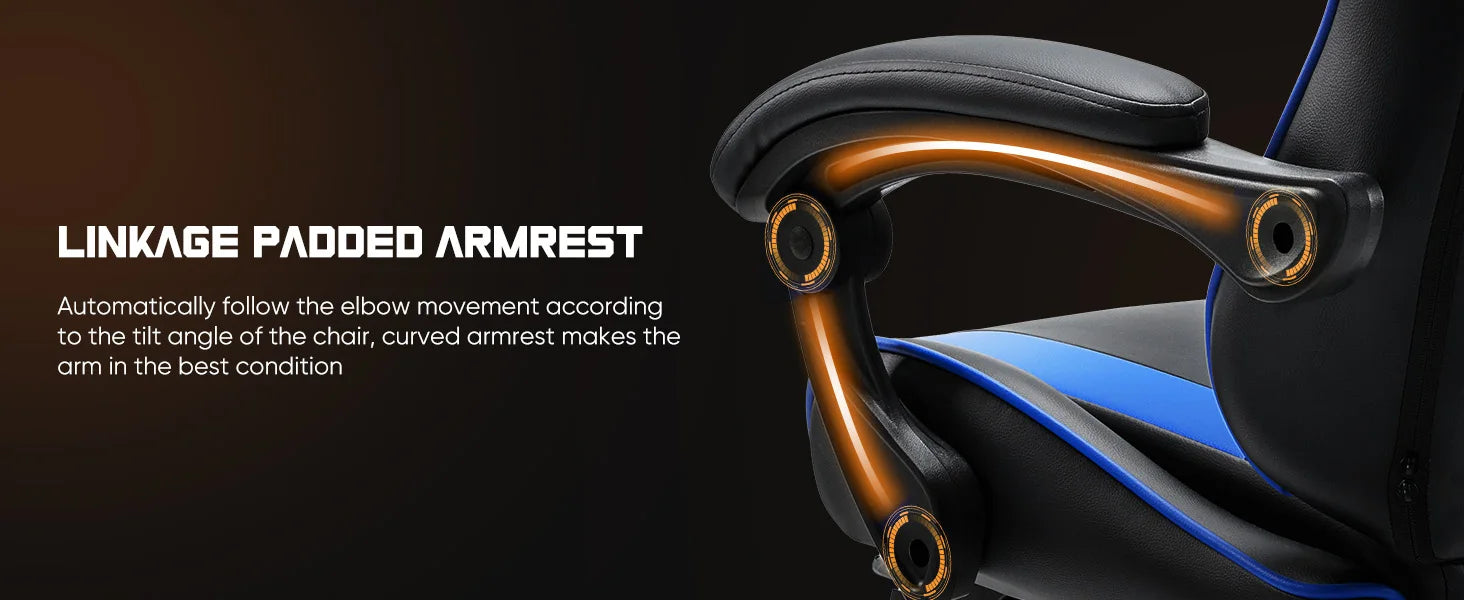 Ergonomic Racing Gaming Chair with Lumbar Support and Flip-Up Arms