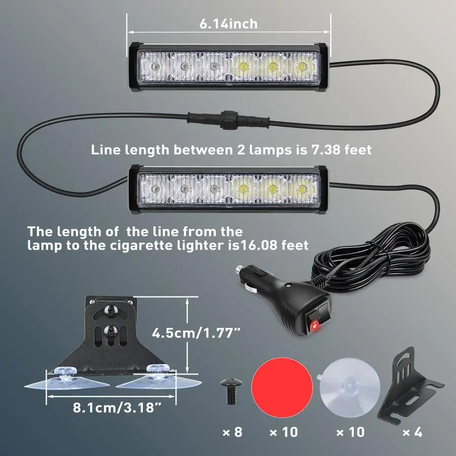 Nilight Automotive Strobe Traffic Advisor Light Bar 2-1 Dash Warning Safety Flashing Light Front/Rear Off-Road Truck Accessories