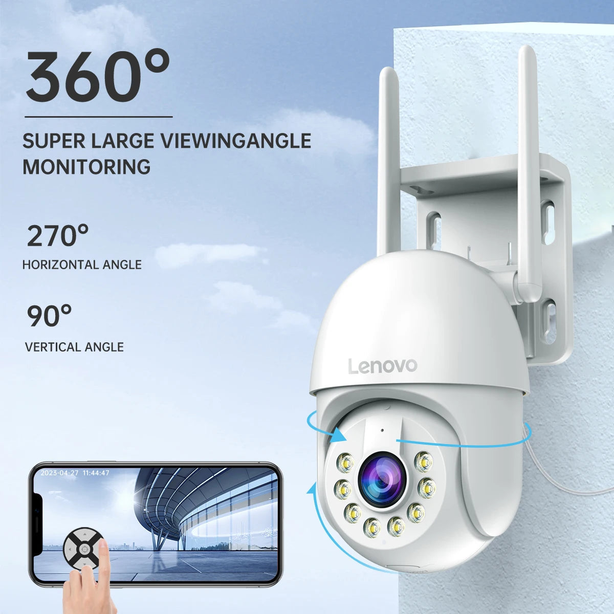 Lenovo 5MP Smart Wifi PTZ Camera Outdoor 5x Digital Zoom Auto Tracking ONVIF CCTV IP Camera Security Video Surveillance Camera 