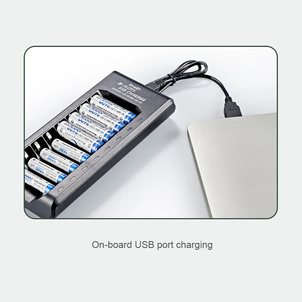 Eight-Slot USB Charger for AA and AAA NiMH Batteries