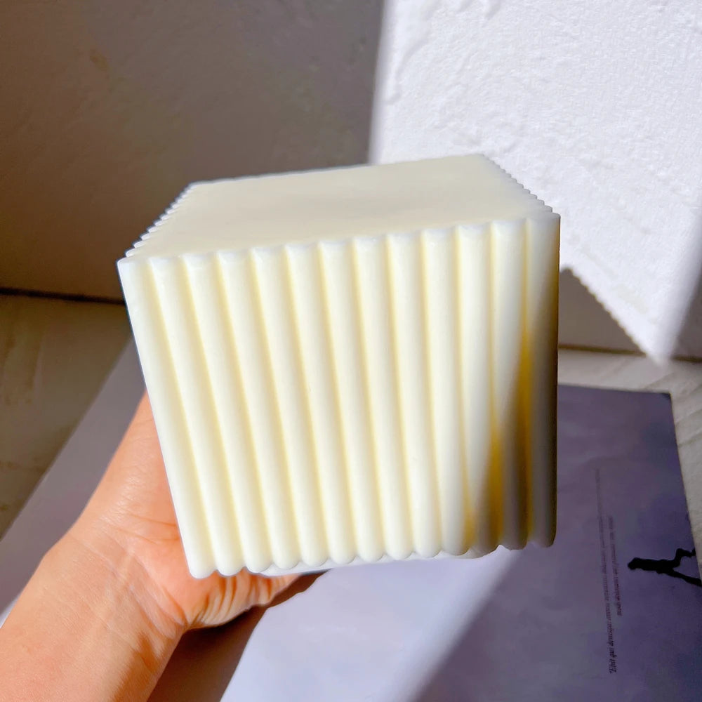 Ribbed Square Silicone Candle Mould — D206