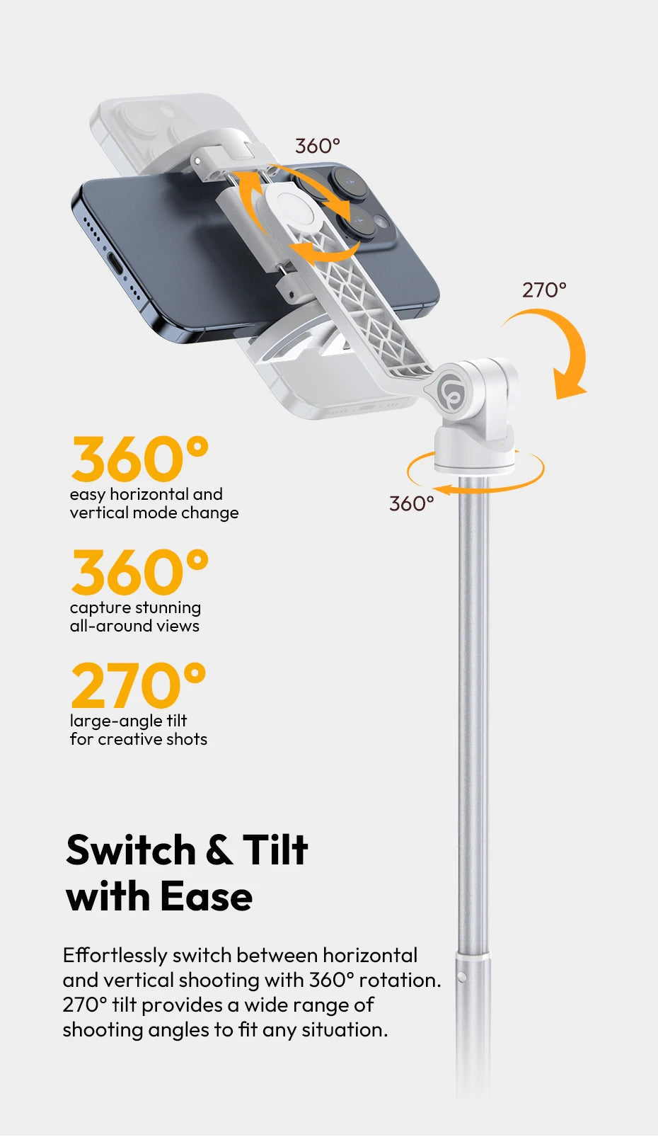 Ulanzi TT88 1.44M Overhead Selfie Stick Phone Tripod with Magnetic Clamp Wireless Remote Extension Tripod for LiveStreaming Vlog 