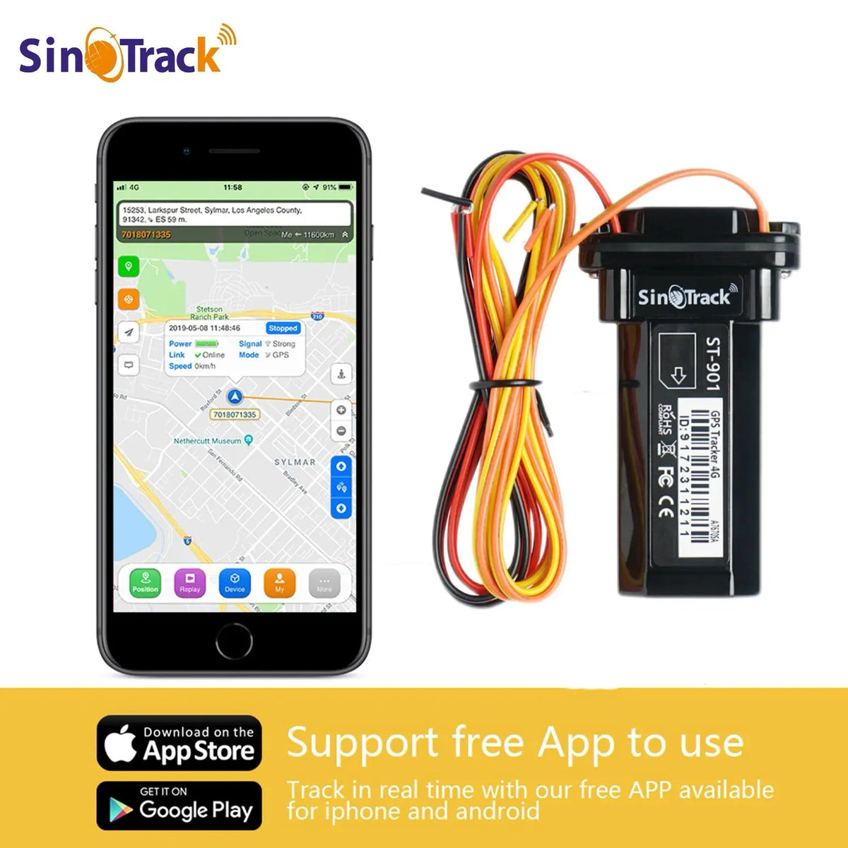 SinoTrack Mini Waterproof Builtin Battery GPS Tracker Device ST-901 901L for Car Motorcycle Vehicle Remote Control Free Web APP