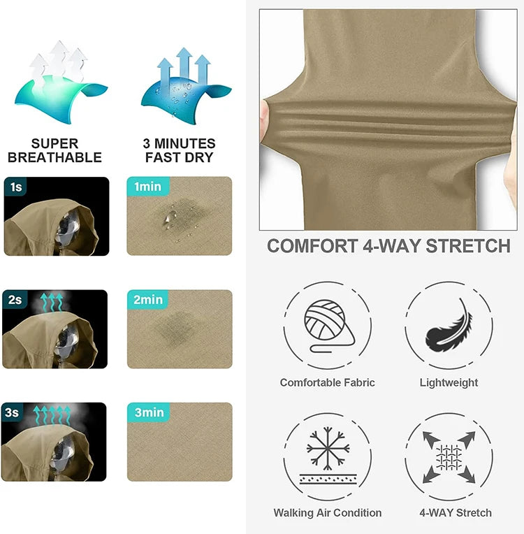 Spring Hiking Tactical Pants Men Waterproof Detachable Fishing Wear Climbing Clothes Quick Dry Anti-UV Trousers