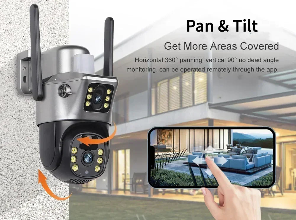 4K 8MP Dual Lens Solar Security Camera Outdoor WiFi 4G Waterproof Night Vision