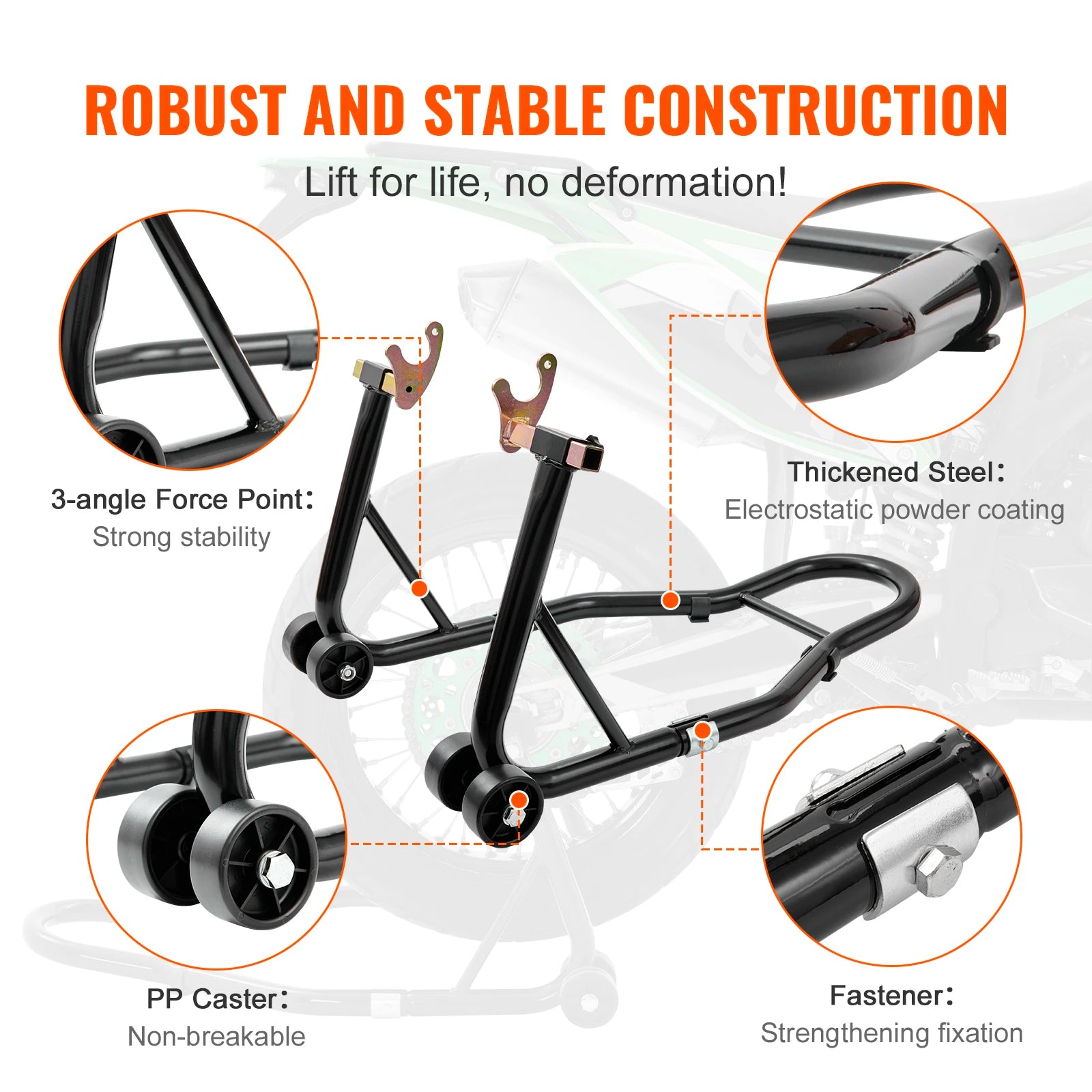 Support de levage avant et arrière pour moto, combo robuste 850 lb