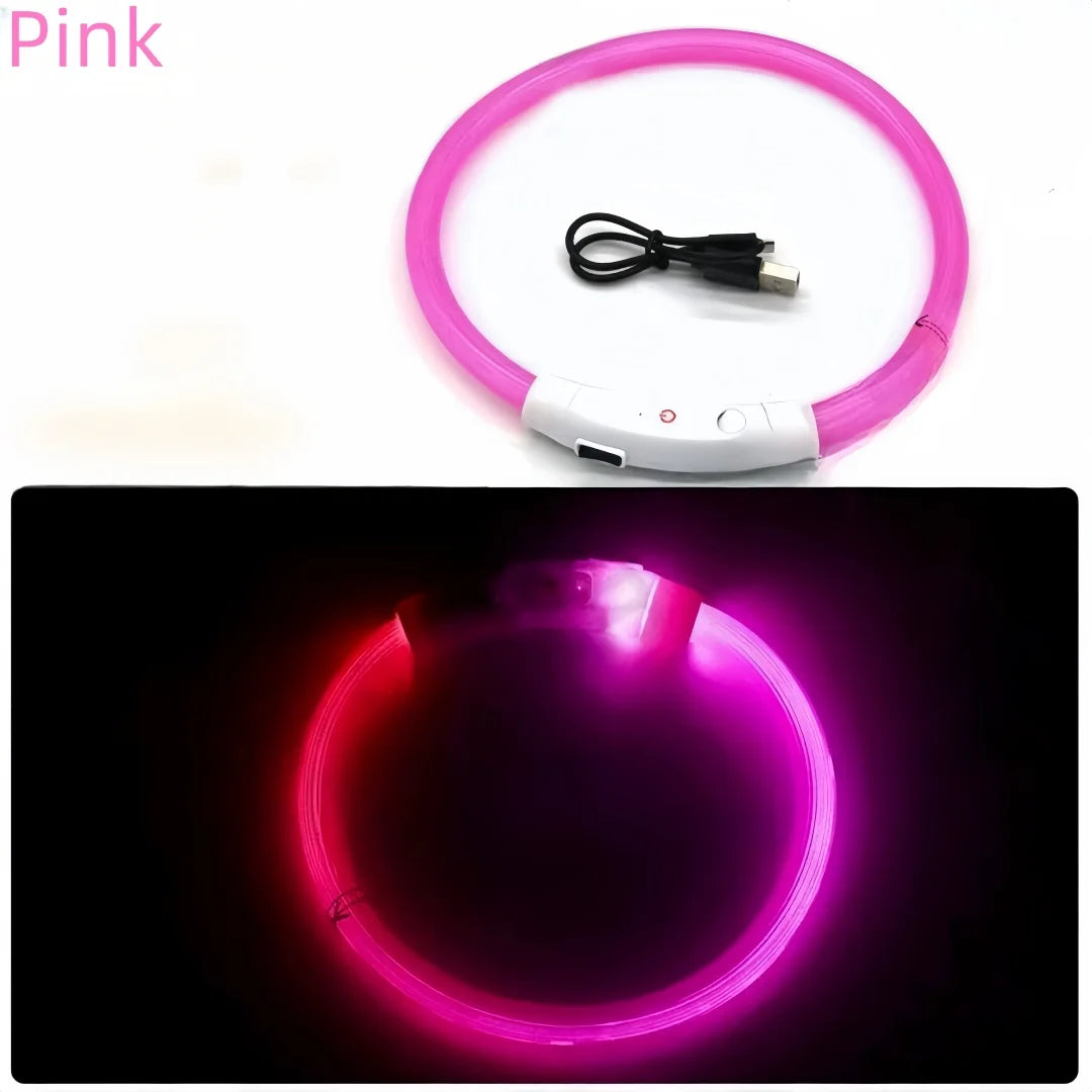 Collar de mascota con LED recargable por USB