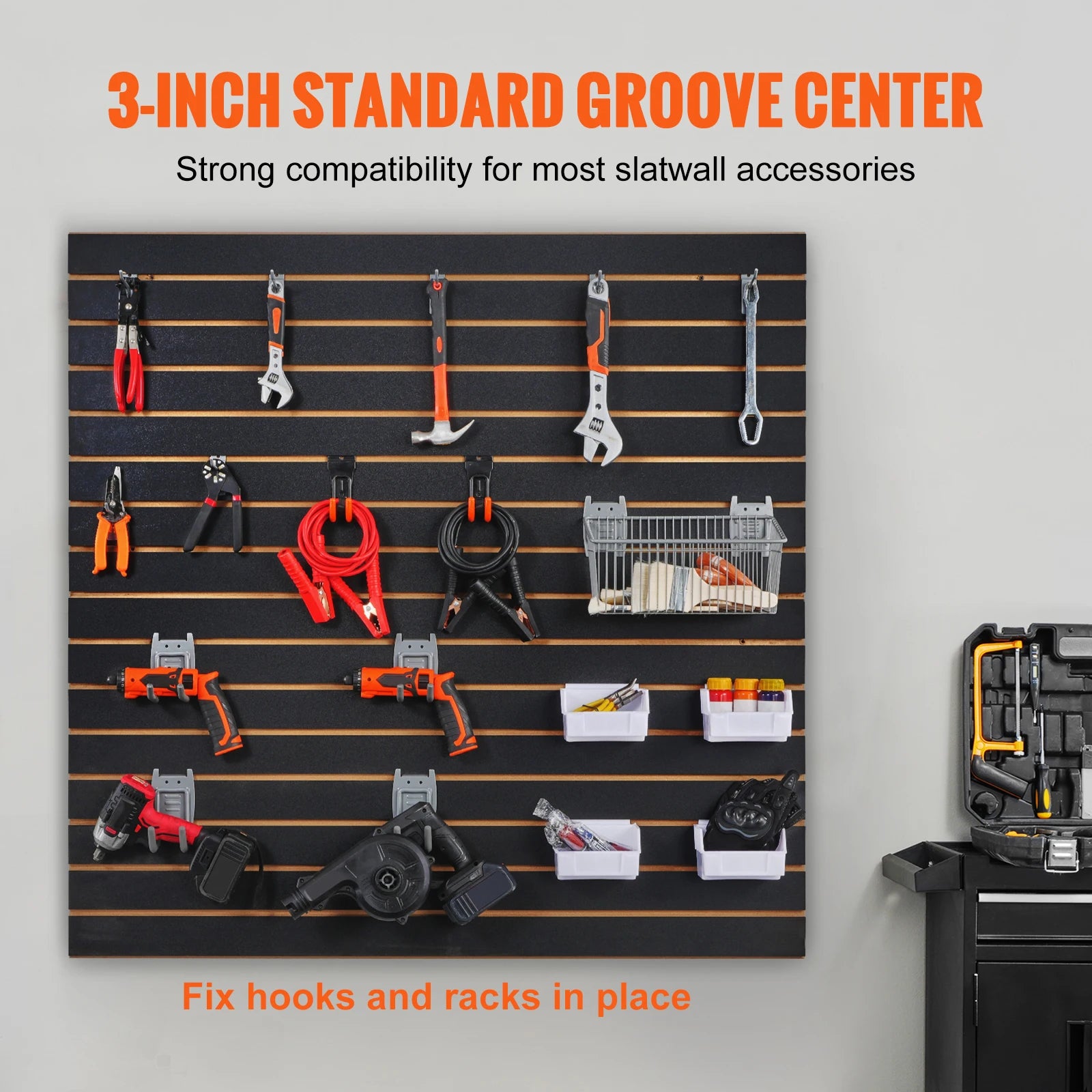 16 sq.ft Slatwall Panels Garage Organizer Wall System Gray