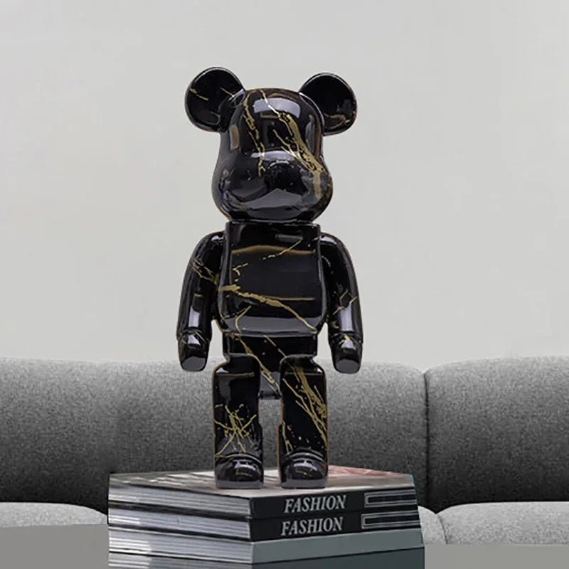27cm/10Inches Graffiti Bear Figurine Home Decor Animal Abstract Ornament Storage Money Jar Modern Room Sculpture Table Decor 