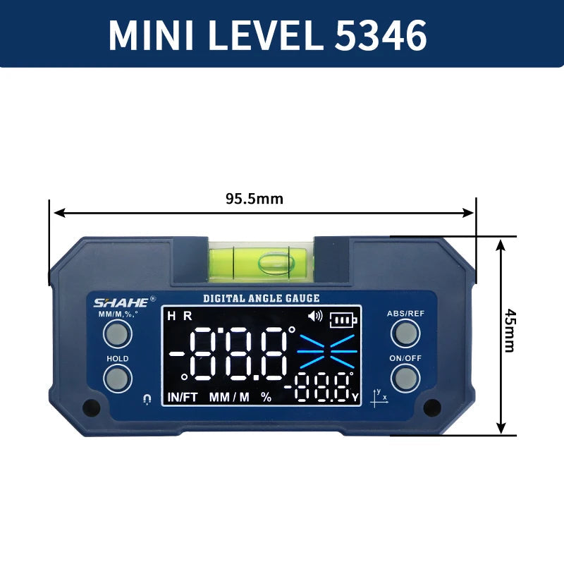 SHAHE MINI Magnetic Level Gauge Inclinometer Rechargable Angle Protractor Dual Axis Digital Angle Finder With Level bubble 