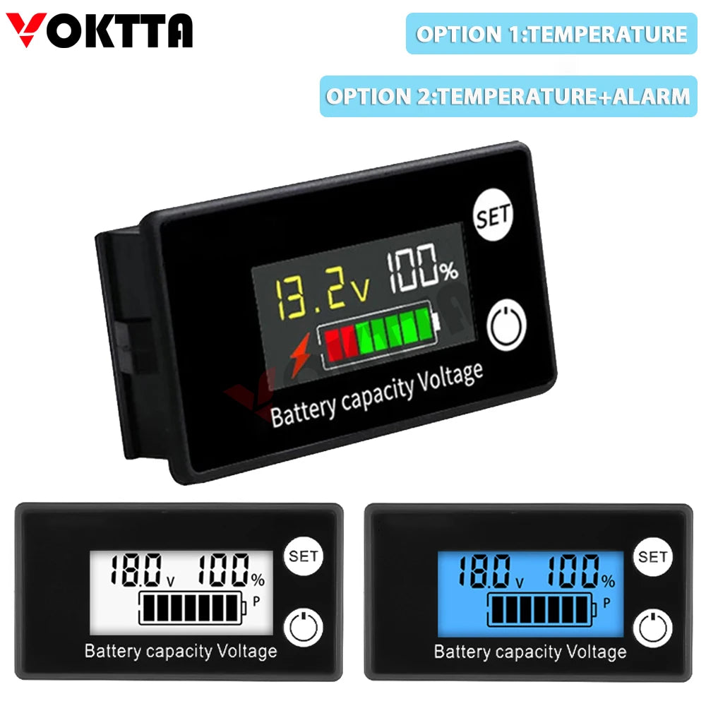 DC8-100V Battery Capacity Indicator LCD Digital Electricity Meter Lead-acid Lithium LiFe PO4 Voltage Tester for Car Motorcycle 