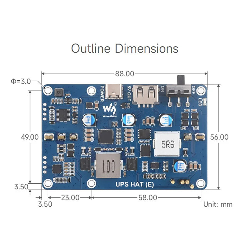 UPS HAT E for Raspberry Pi 5 - 21700 Battery Board