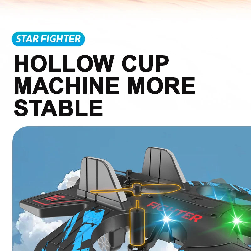 Glider Flying Helicopter RC Hobby Jet Plane 2.4G Stunt Remote Control Foam Fighter Airplane Toy With Light 