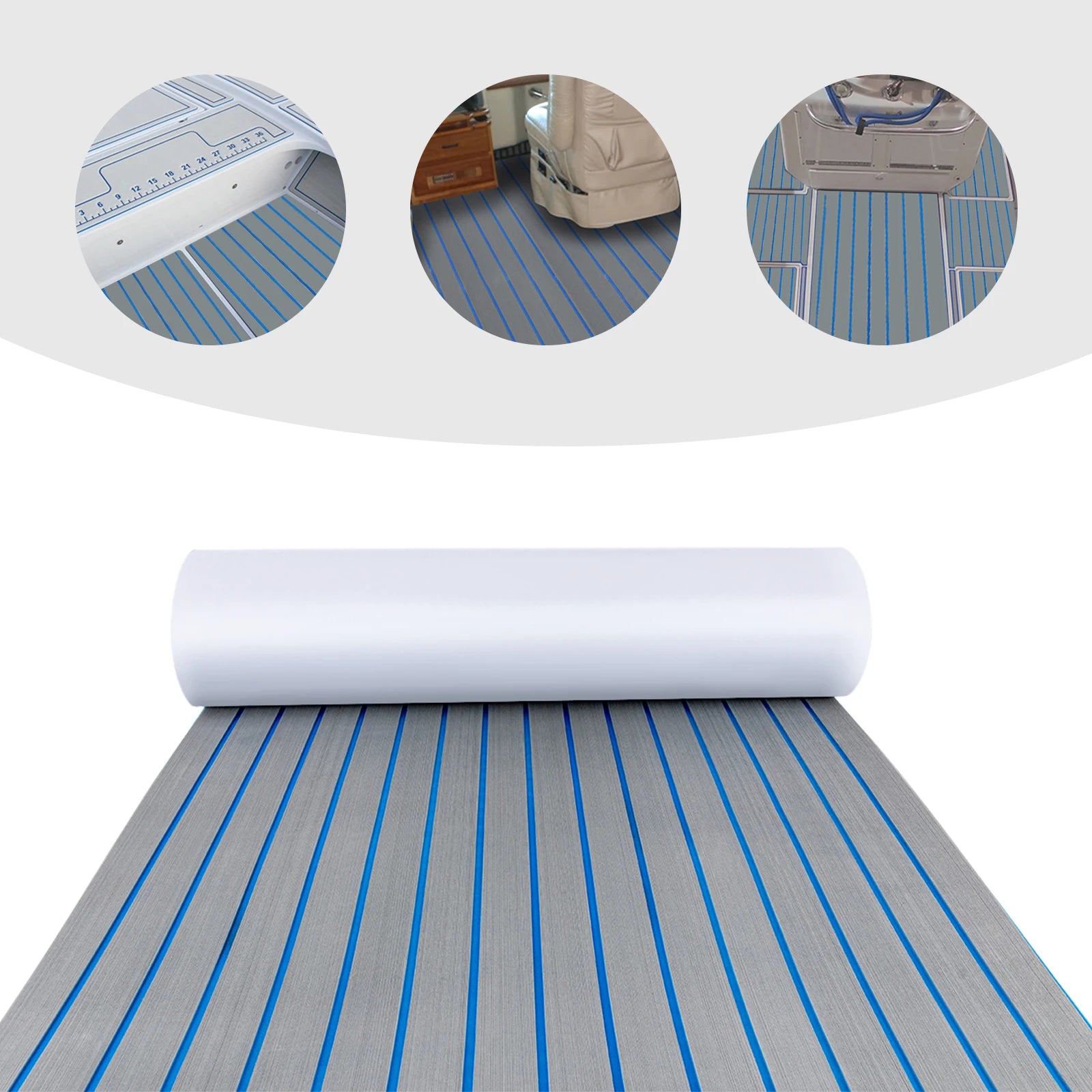 EVA Foam Faux Teak Boat Flooring Mat 240 x 90 cm