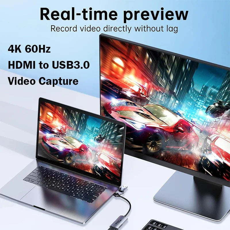 Scheda di acquisizione video HDMI 4K a 60Hz completa UHS USB 3.0 Dispositivo di acquisizione HDMI a USB Type-C Registratore per diretta OBS Gaming PC