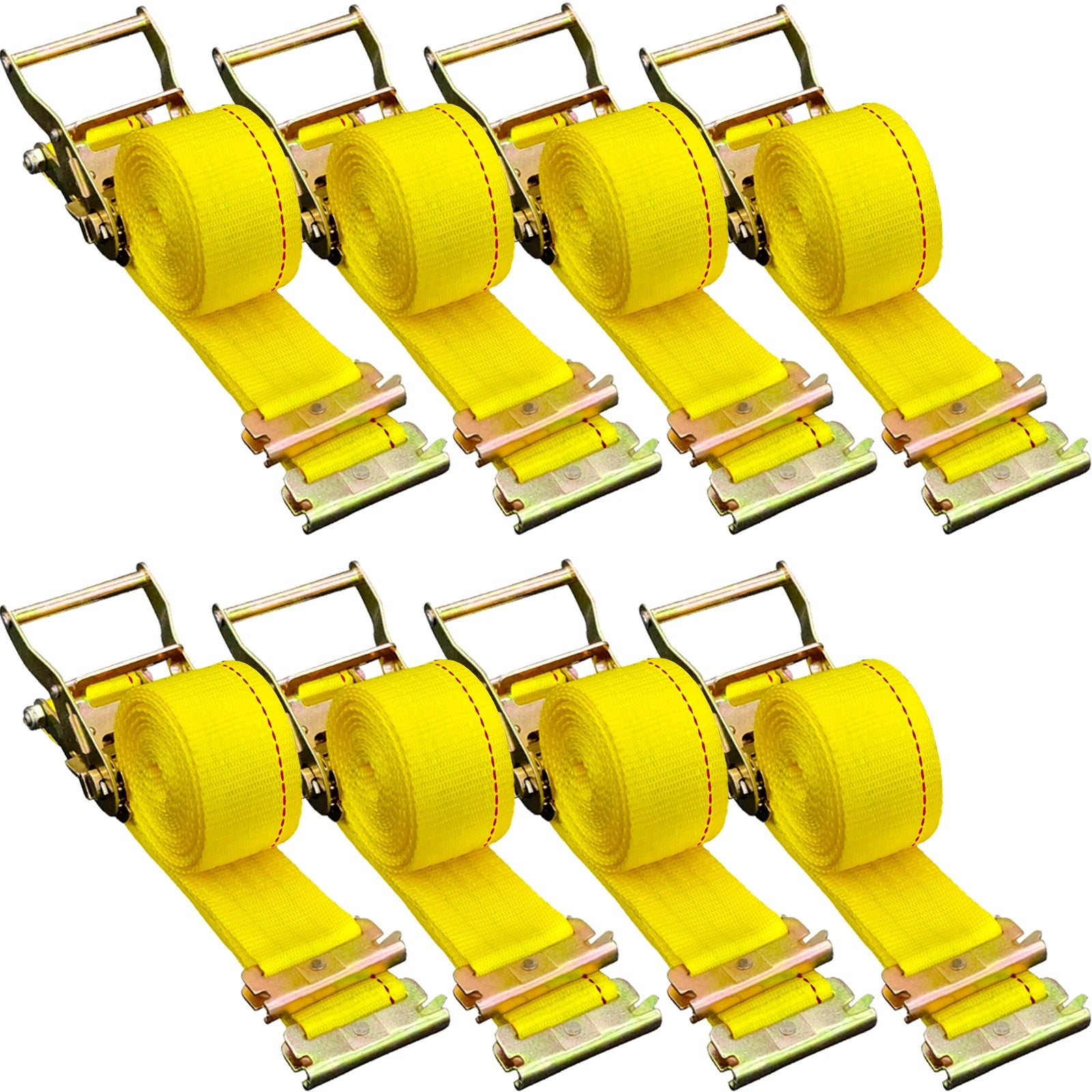 E-Track Ratchet Straps 2" Heavy-Duty Tie-Down Set 4,400 lbs Strength