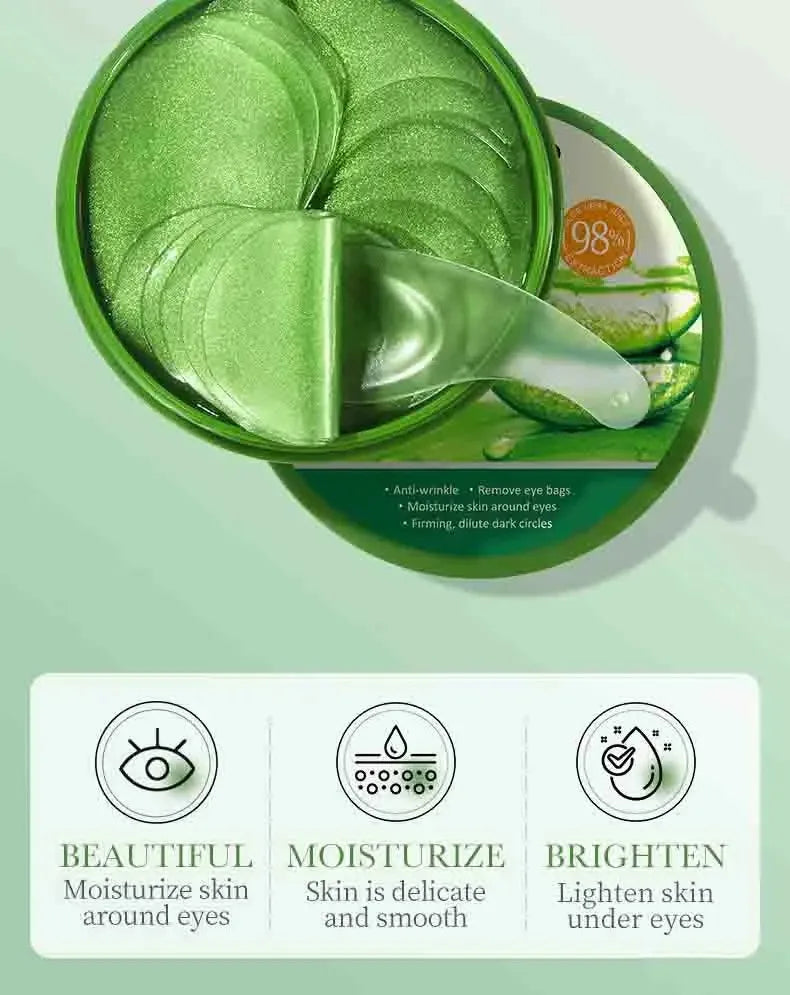 60pcs Aloe Vera Collagen Eye Mask Anti Dark Circles Eyes Bags Moisturizing Anti-Wrinkles Eye Patches Eyes Skin Care Products 