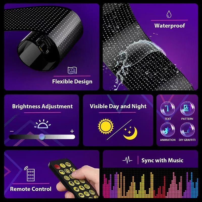 Painel de matriz RGB LED programável flexível