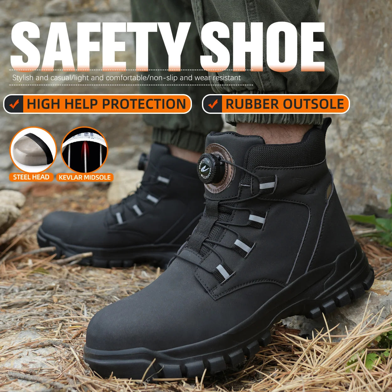 Waterproof Safety Boots Men Indestructible Steel Toe Work Boots Anti-smash Stab-resistant Safety Shoes Biker Botas Para Hombre 