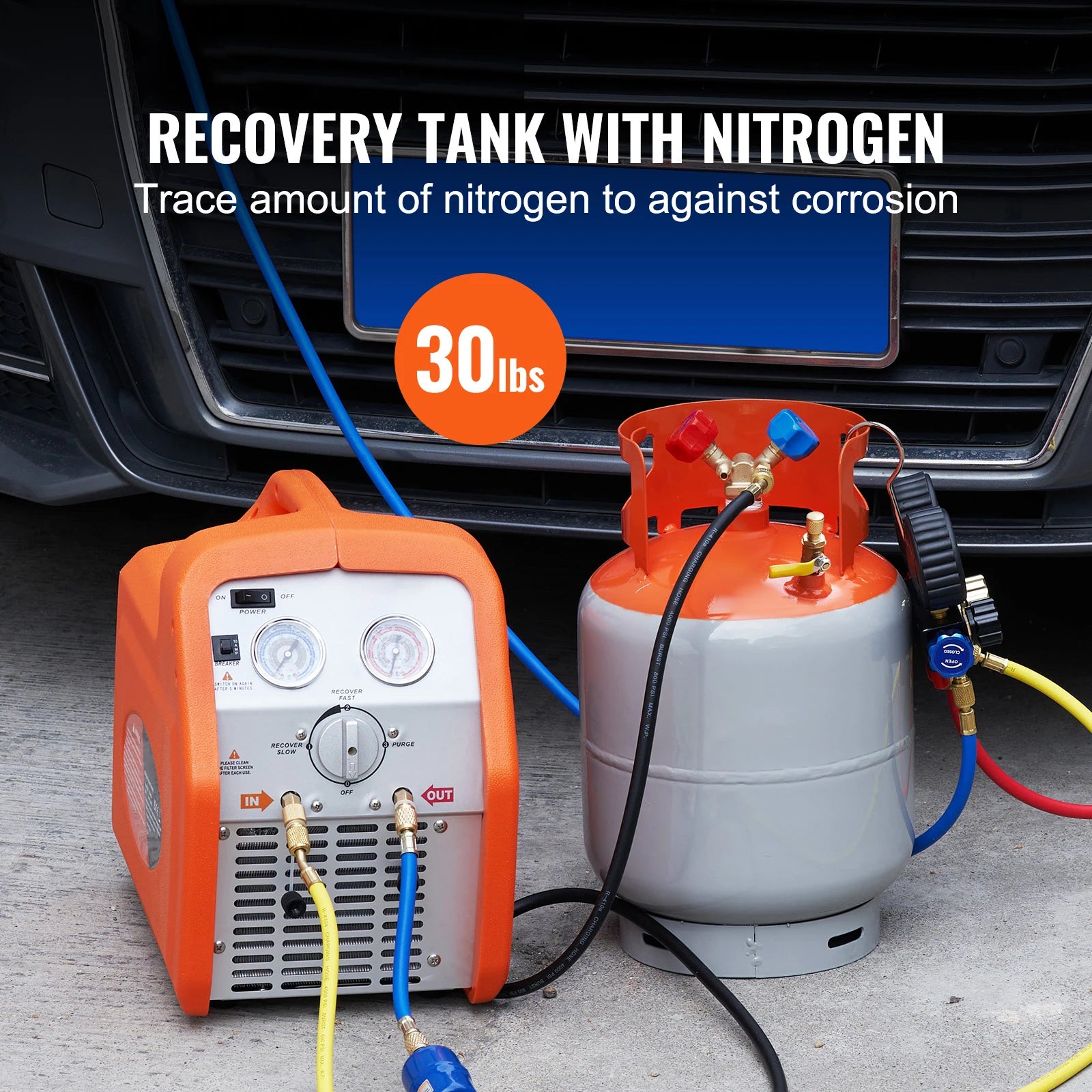 30 lb Refrigerant Recovery Tank 400 PSI Cylinder with Y-Valve