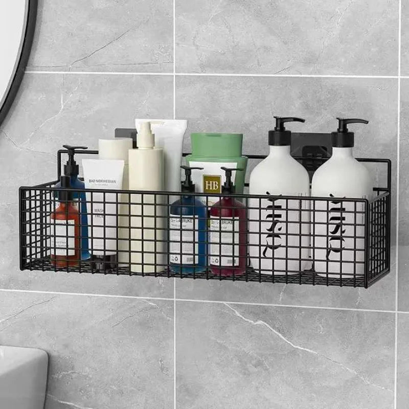 Bathroom Organiser Multifunctional Toiletries Organiser No-Punch Bathroom Shelf Bathroom Kitchen Wall Mount Storage Rack 