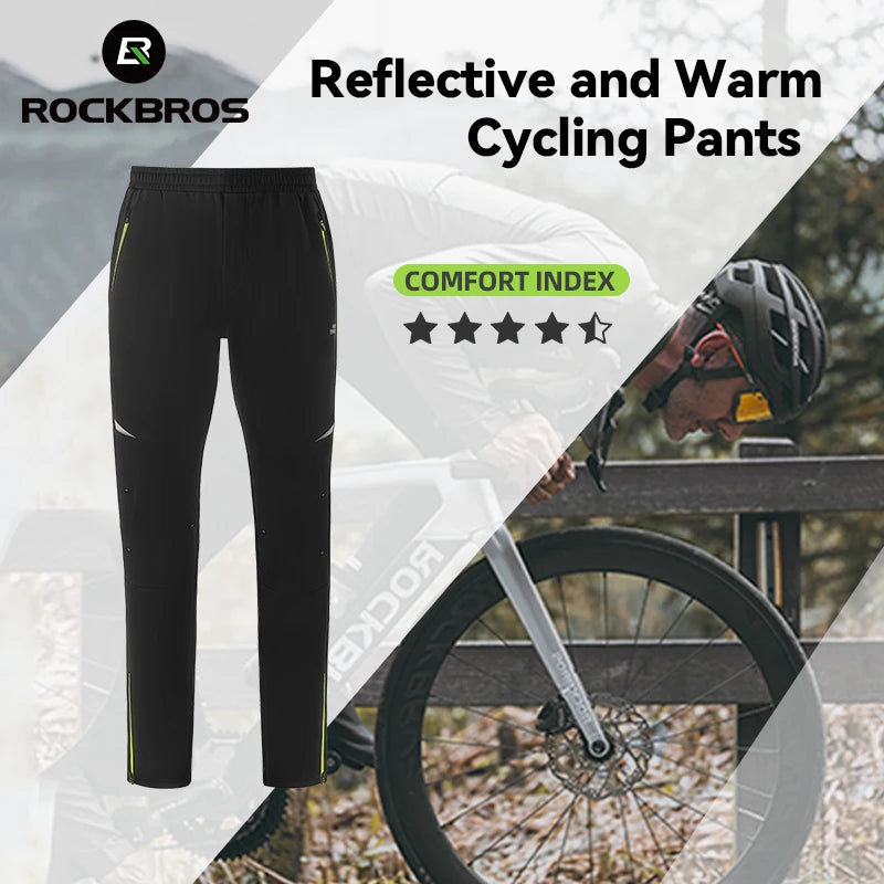 Winter Cycling Pants Fleece-Lined Windproof Reflective Trousers