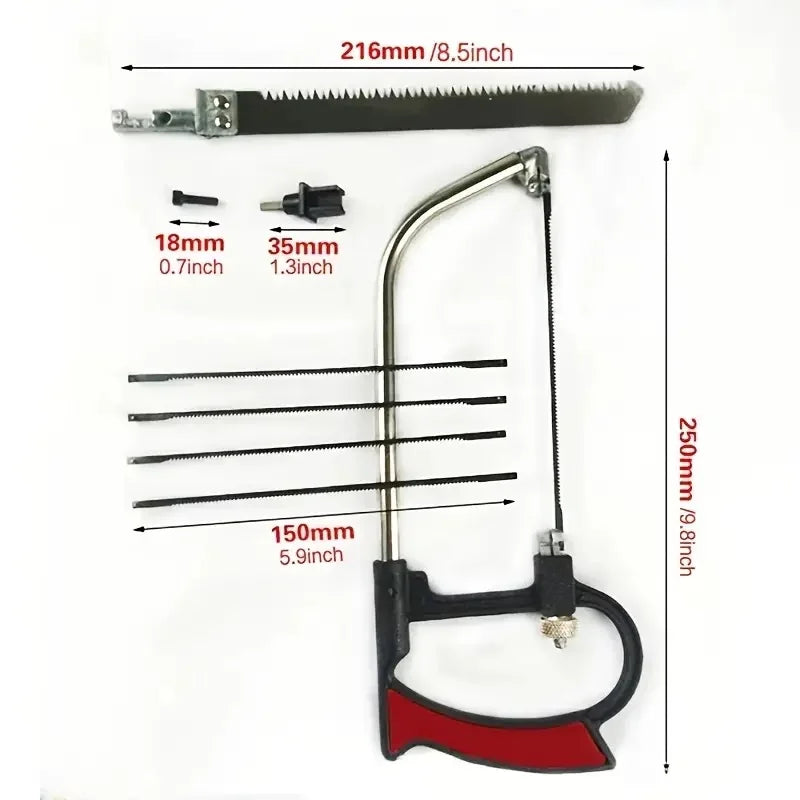 8in1 Saw Multi Purpose Hand DIY Steel Saw Metal Wood Glass Saw Kit 6 Blades Woodworking Metalworking Model Hobby Tool 