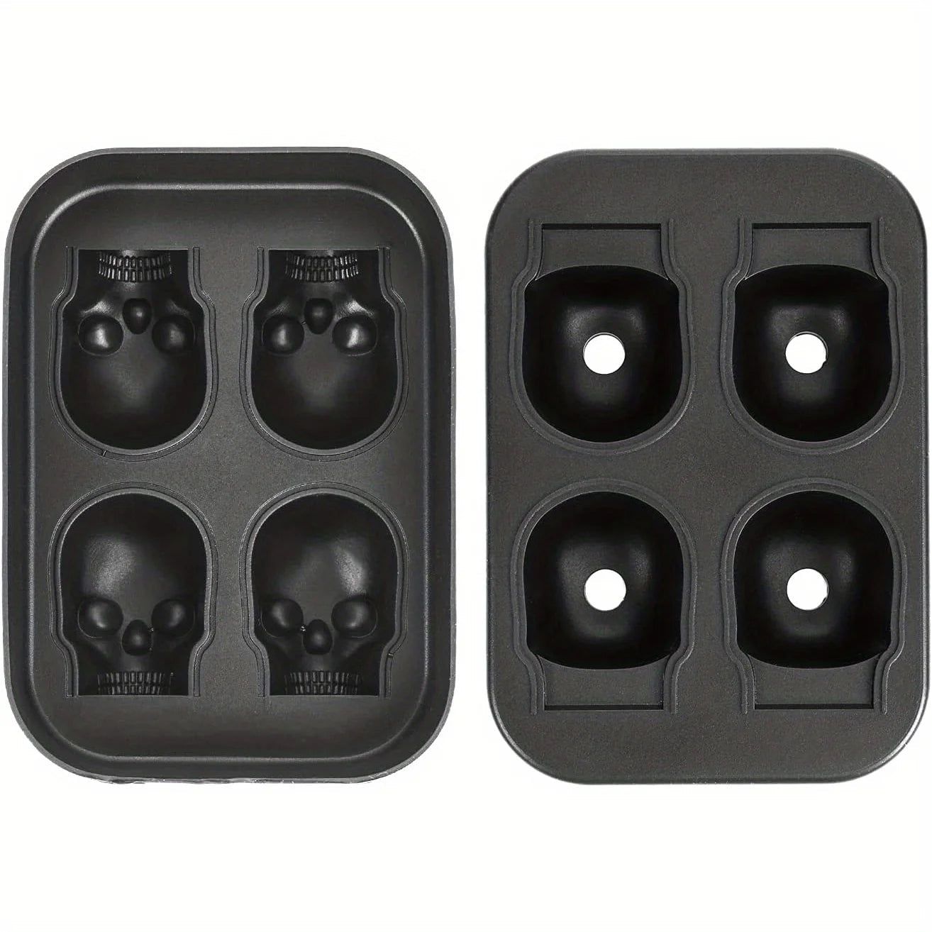Skull Ice Ball Mold Silicone 3D Flexible Ice Cube Trays BPA Free Ice Trays For Freezer Horror Skull Head Cocktail Ice Ball Maker 