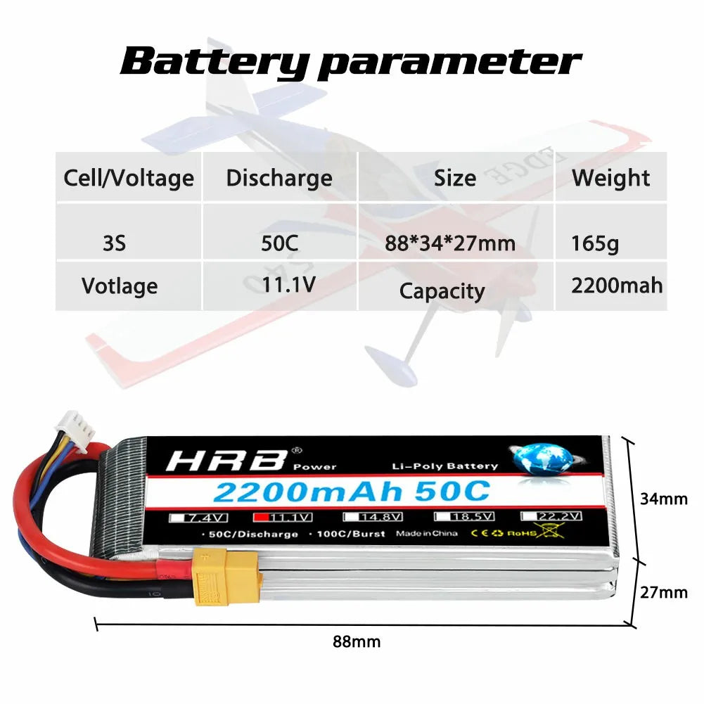 3S 2200mAh Lipo Battery with XT60 Plug for RC Models
