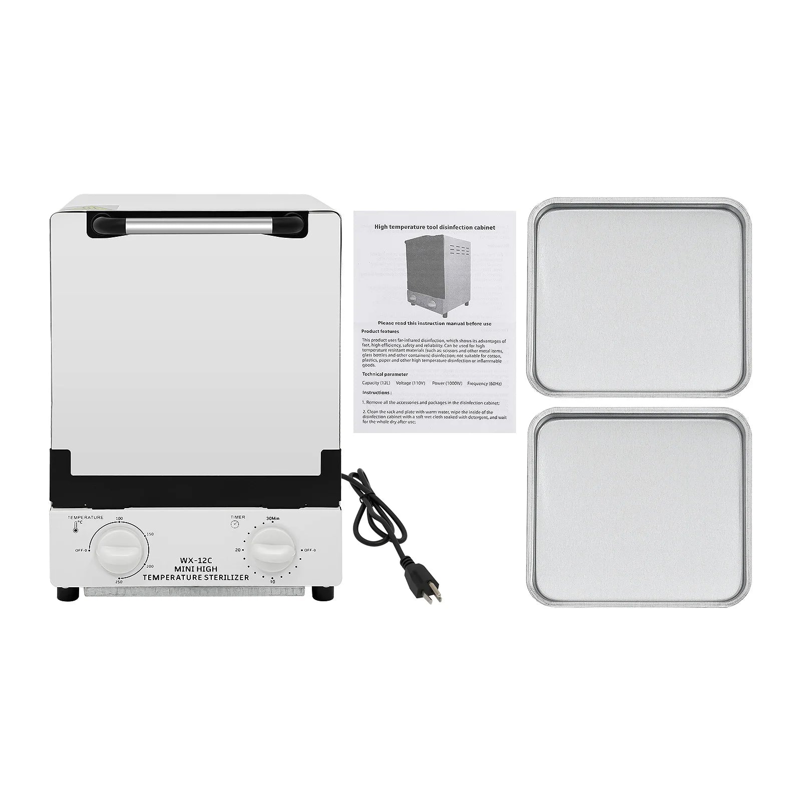 Gabinete esterilizador de herramientas por calor seco de 12L 1000W, hasta 482°F