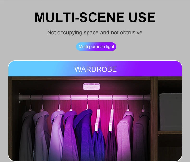 LED Touch Light Mini Wireless Car Interior Lighting Auto Roof Ceiling Reading Lamp for Trunk Storage Box USB Charging 