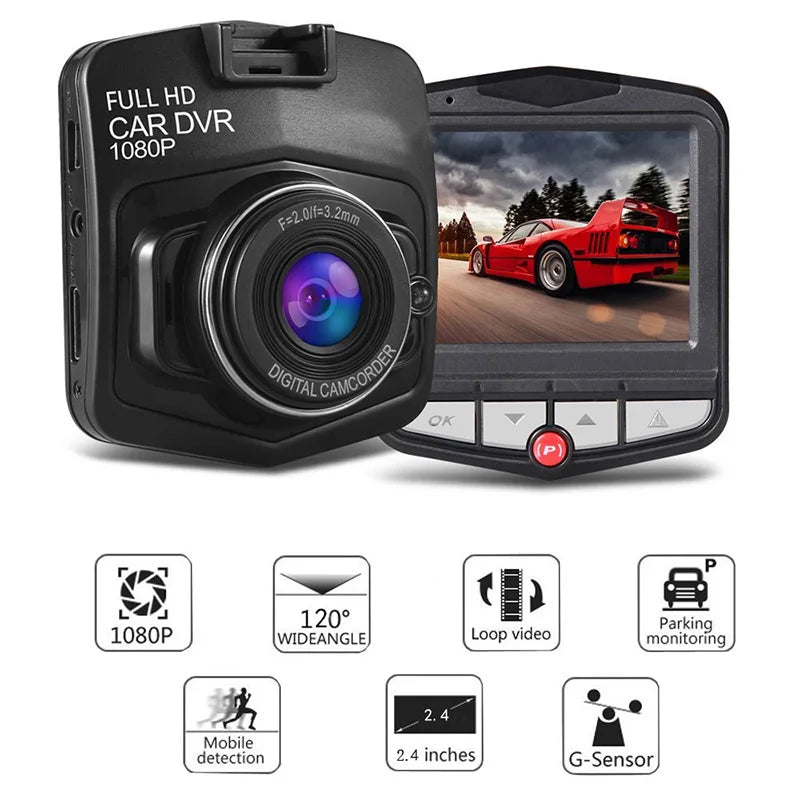 1080p Car Dash Camera with Screen, Loop Recording & Suction Mount
