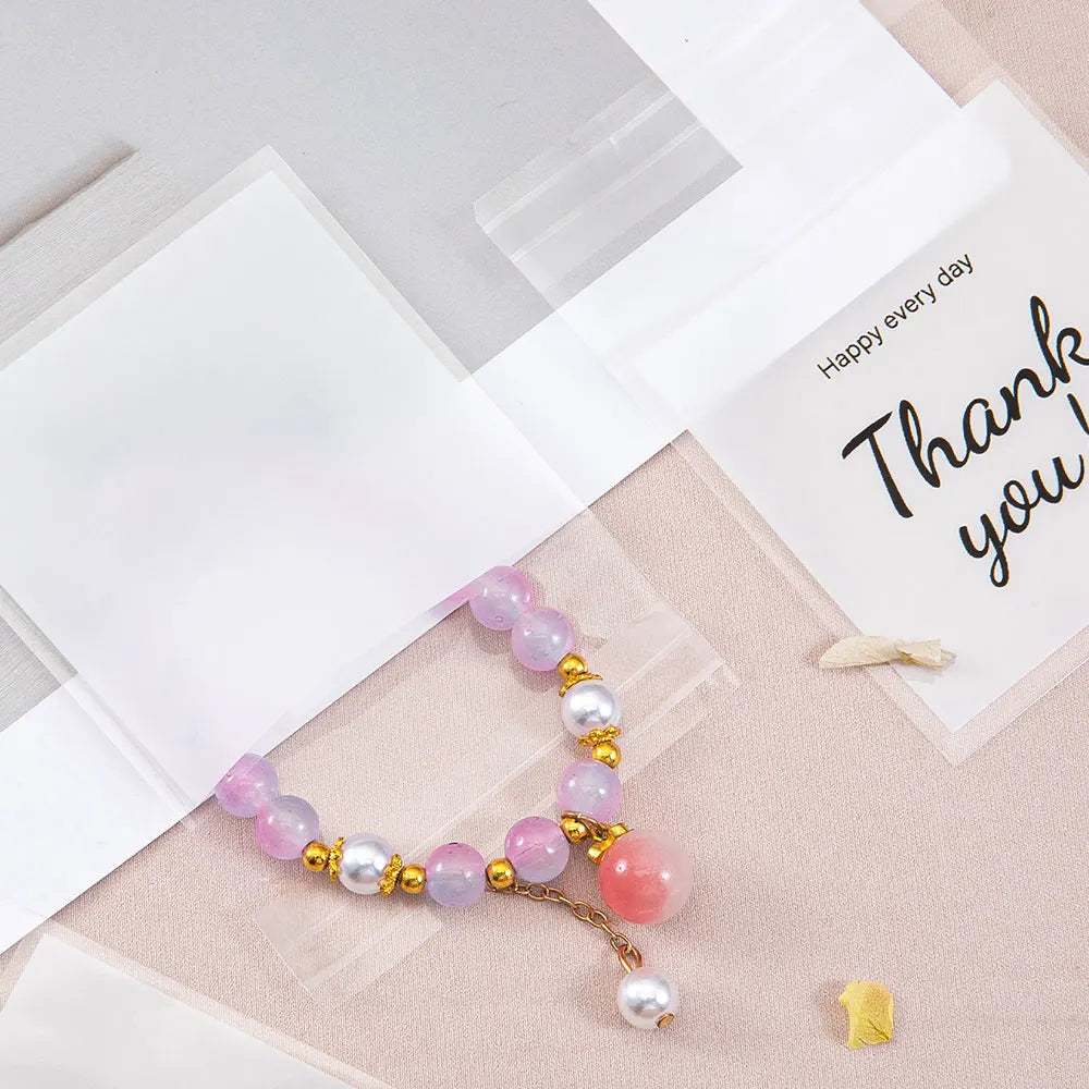 50-100pcs Thank You Gift Bags Candy Cookie Packaging Plastic Adhesive Pouch for Wedding Birthday Favors Small Business Supplies