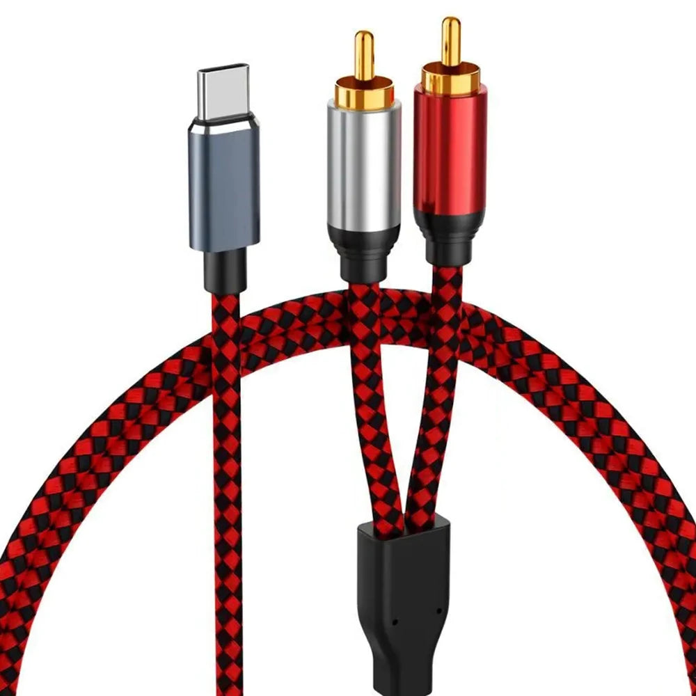 USB-C-naar-dubbele-RCA-stereoaudiokabel van 5 m