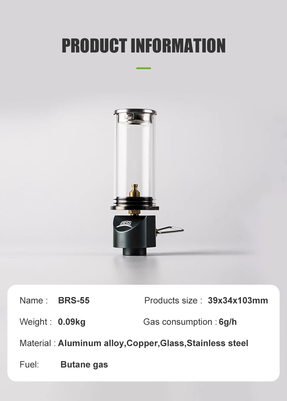 BRS-55 Windproof Gas Camping Lantern, 100g Mini Tent Light