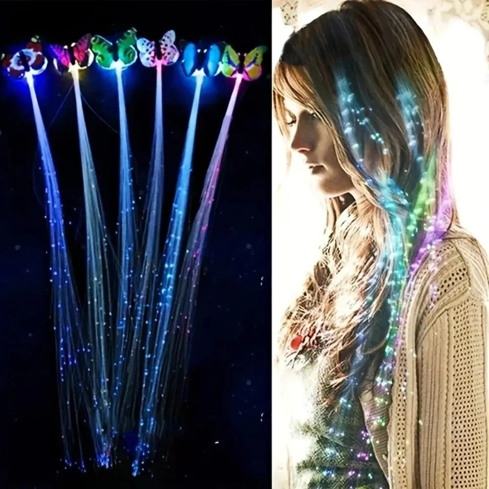 5pcs Colorful Butterfly Lights Braids Wig Women Party Hair Accessories Random Color 