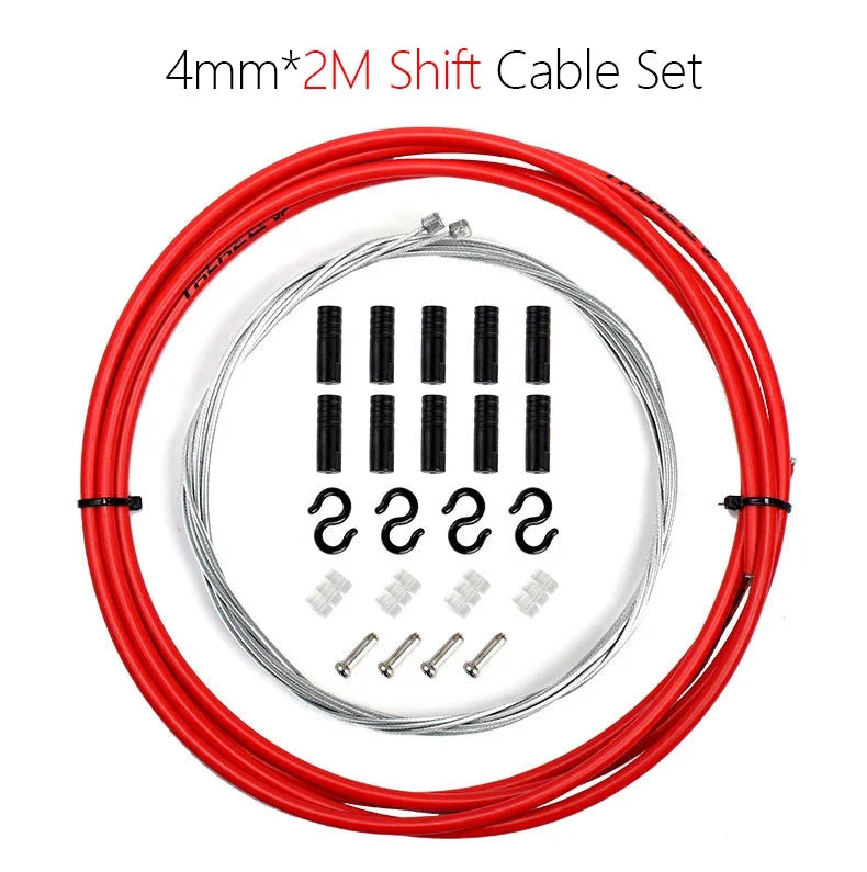 2m/2.5m Bike Brake & Shift Cable Kit 4mm/5mm Mountain Road Bike Derailleur Cable Set with Housing, Comprehensive Repair Solution 