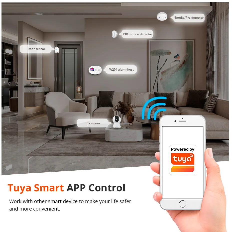 KERUI 433MHZ GSM+WiFi Heimalarm Kommt mit Tuya Smart Anti-Diebstahl Alarme Alarm System Kits Integrierte Batterie Sirene PIR Sensor