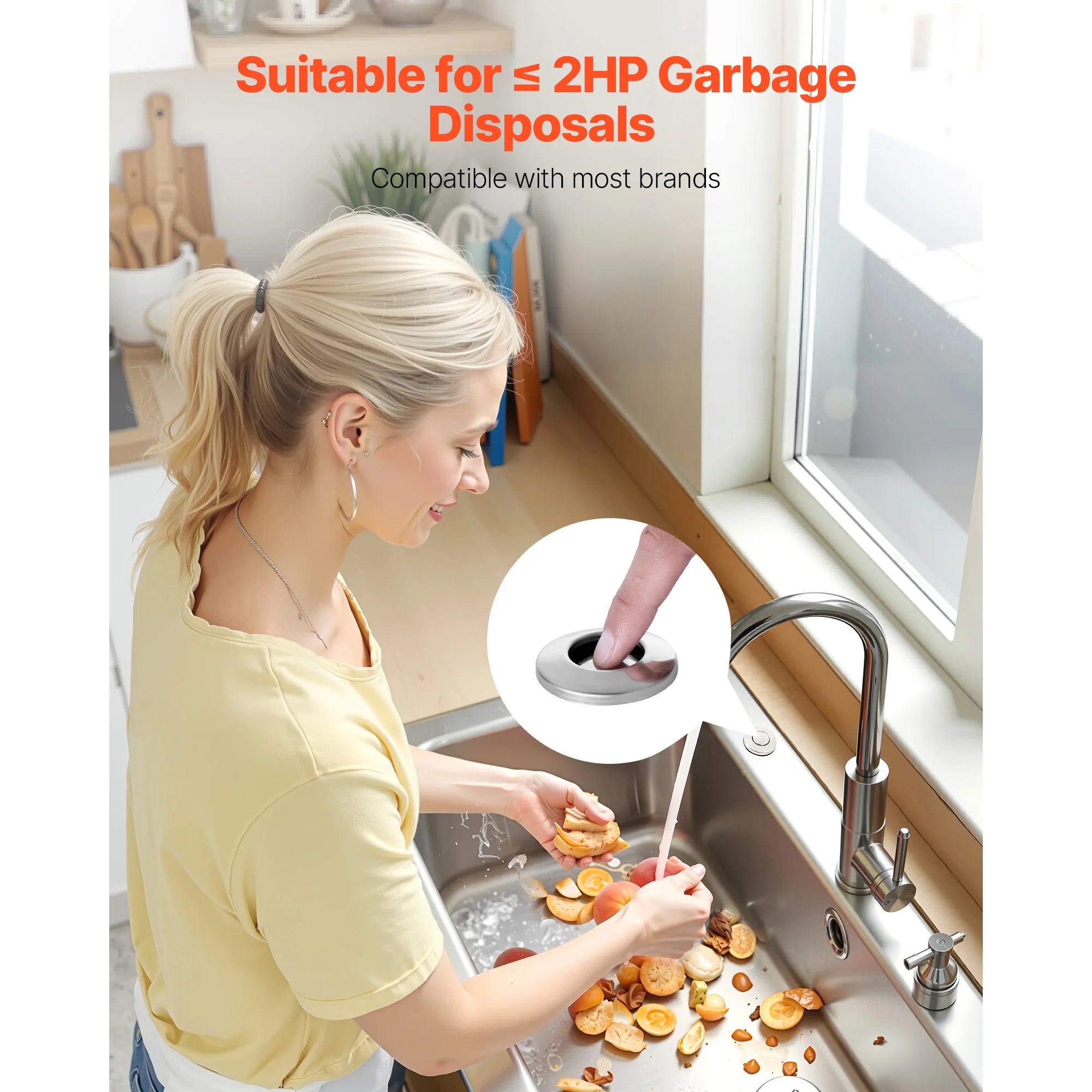 SucceBuy Garbage Disposal Air Switch Kit 2.5" Sink Top Air Switch for Waste Disposal Polished Stainless Steel ON/OFF Push Button