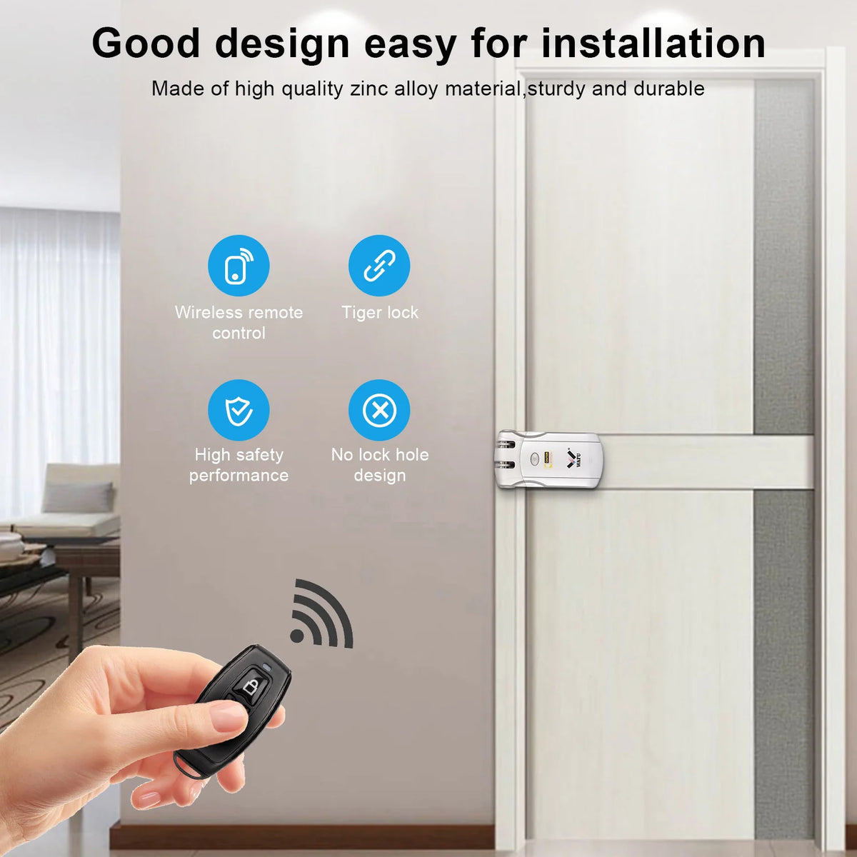 Wafu 019 Remote Control Door Lock Smart Lock Remote Control Invisible Locks Electronic Wireless Keyless Door Locks Dealbolt Lock