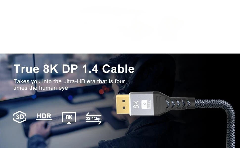 Braided DisplayPort 1.4 Cable - Length Options