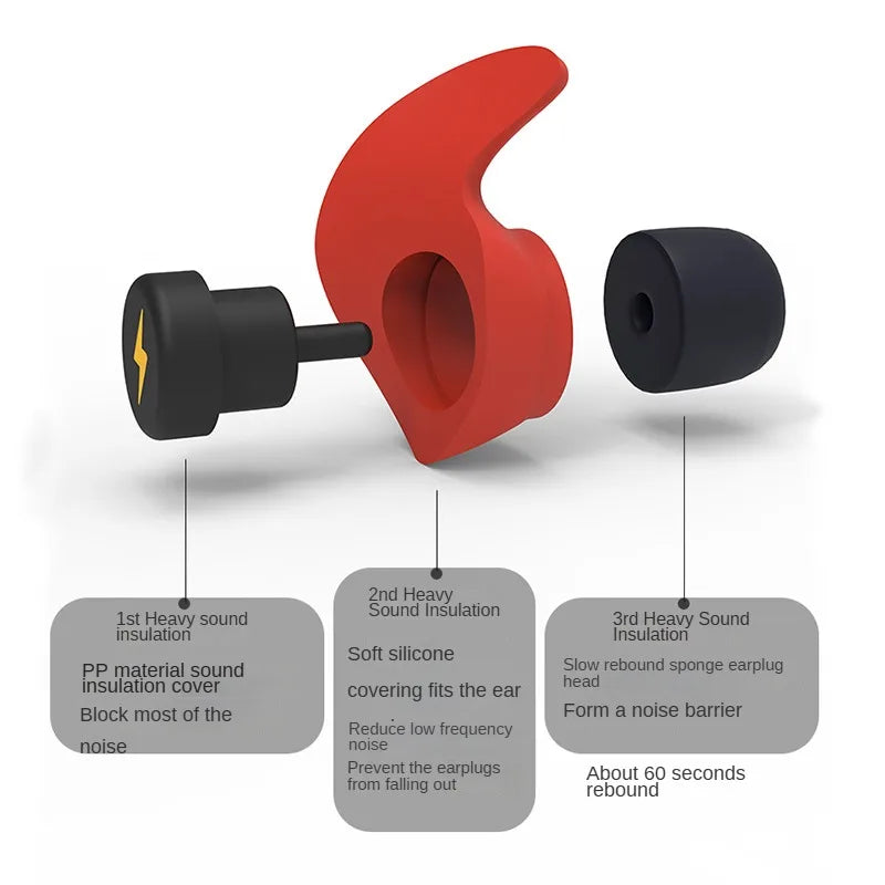 Noise-cancelling Sponge Earplugs Mute Sleep Soundproof Earplugs Separate Assembly Waterproof Silicone Earplugs Security 