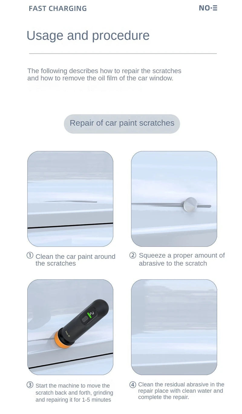 LEIBOO Car Waxing Polishing Sanding Machine 12000RPM Wireless Car Paint Scratch Repair Windscreen Glass Oil Film Remove Machine 