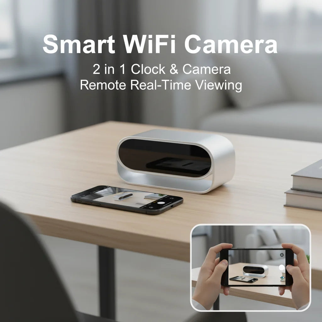 4K Ultra HD WiFi Clock Monitoring Camera, Multifunctional Indoor Surveillance Device with Infrared Night Vision, Smart Motion Detection, Remote Live View and Loop Video Recording, Security Cam for Home Office Hotel Indoor Pro