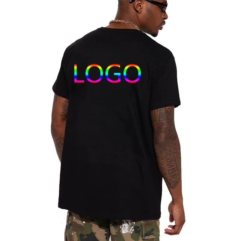 DIY Logo 180gsm 100% bombažna majica s kratkimi rokavi po meri z vašim dizajnom Moške majice s tiskanjem lastnega dizajna Prilagoditev ekipe blagovne znamke DropShipping